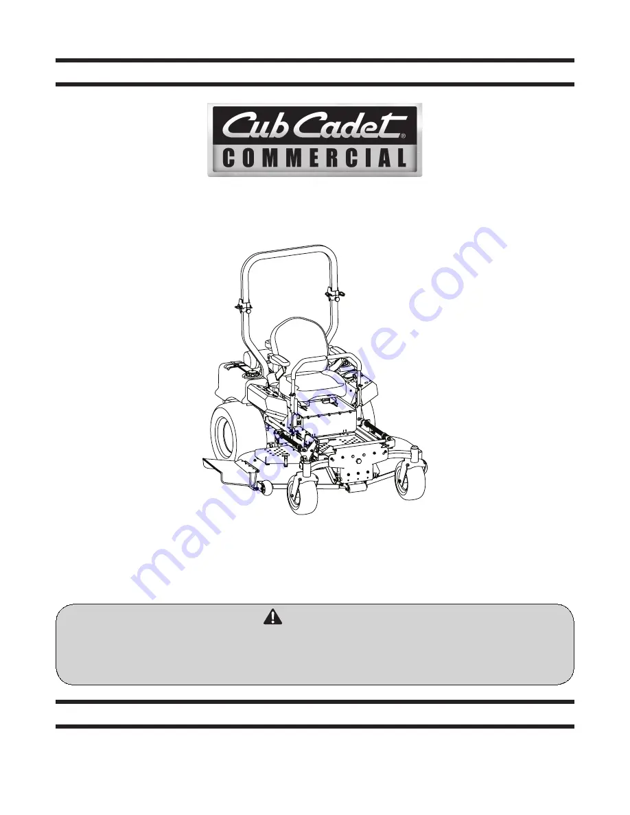 Cub Cadet 37 HP Tank 72 Скачать руководство пользователя страница 1