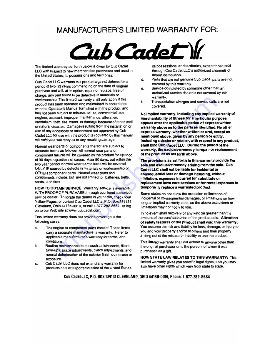 Cub Cadet Big Country 640 Operator'S Manual Download Page 20