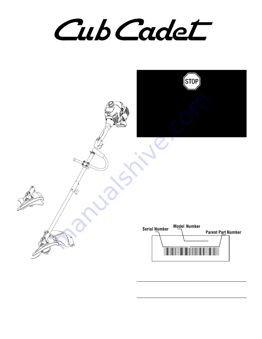 Cub Cadet CC2090 Operator'S Manual Download Page 1