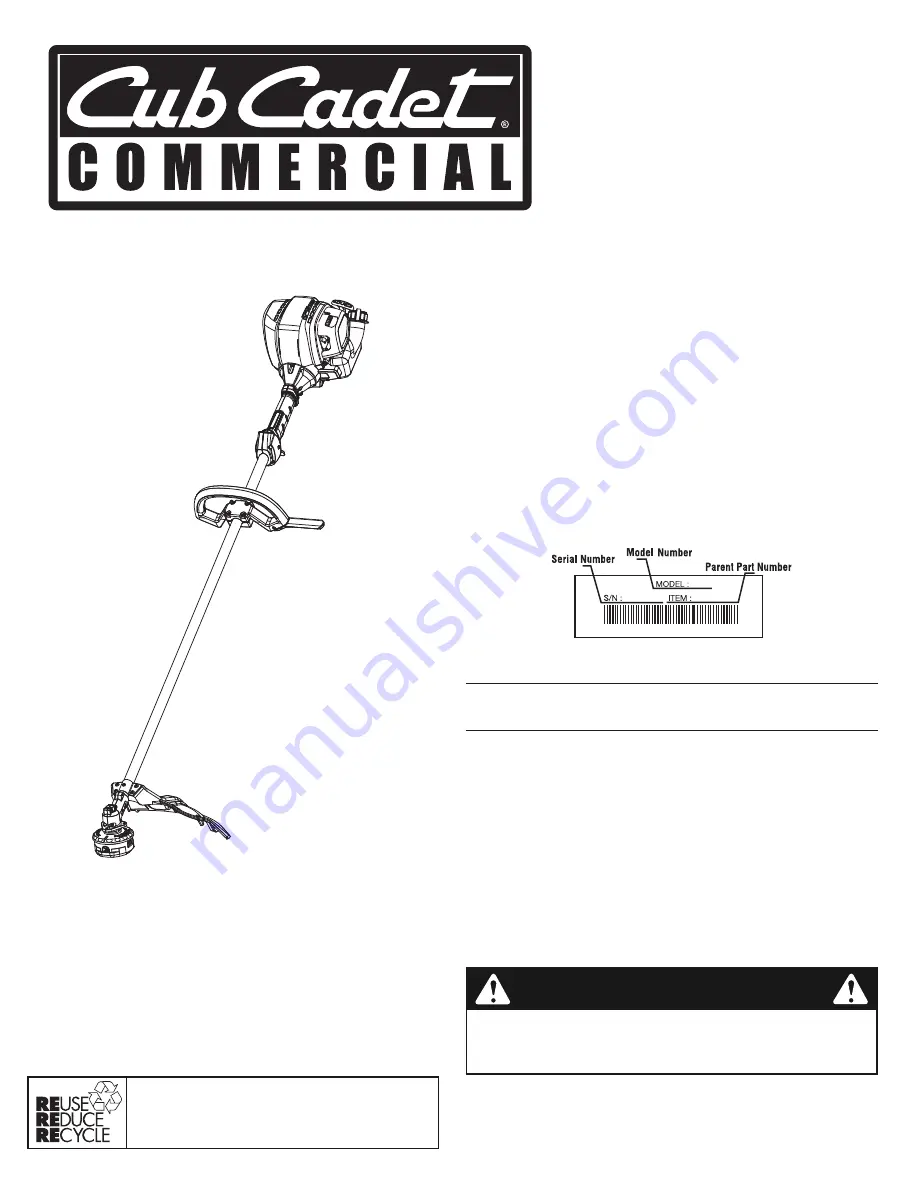 Cub Cadet CC4175 Operator'S Manual Download Page 1