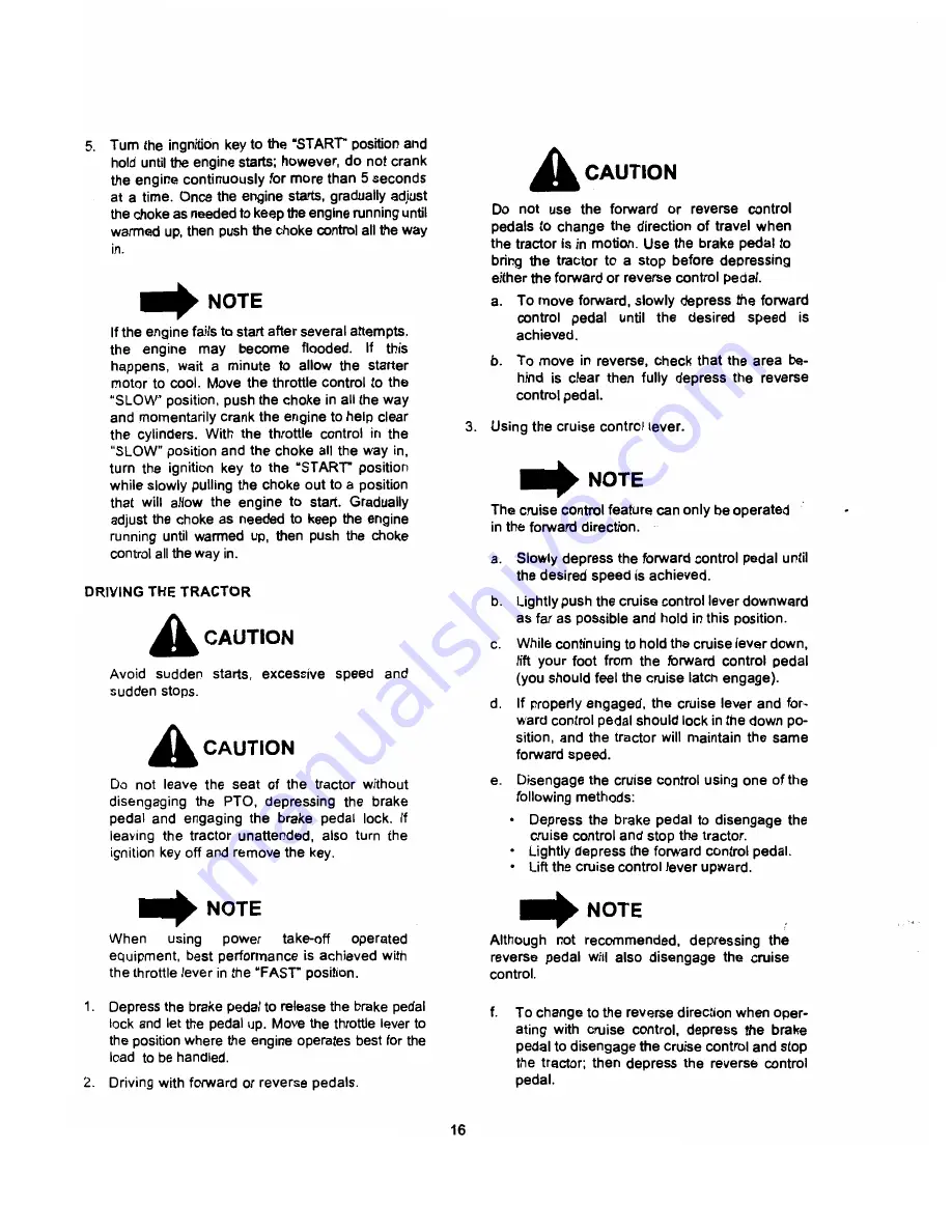 Cub Cadet GT 2521 Operator'S Manual Download Page 16