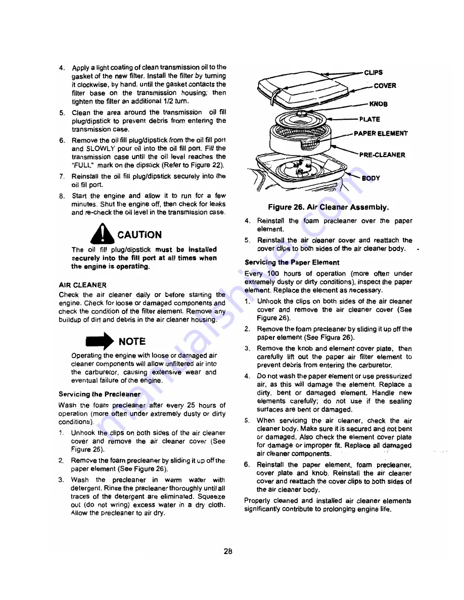 Cub Cadet GT 2521 Operator'S Manual Download Page 28