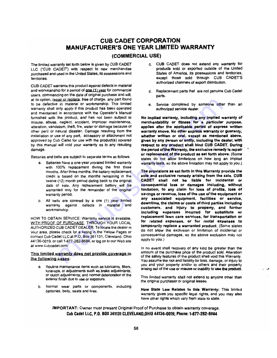 Cub Cadet GT 2521 Operator'S Manual Download Page 57