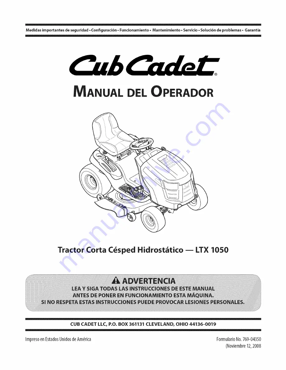 Cub Cadet LTX 1050 Скачать руководство пользователя страница 37