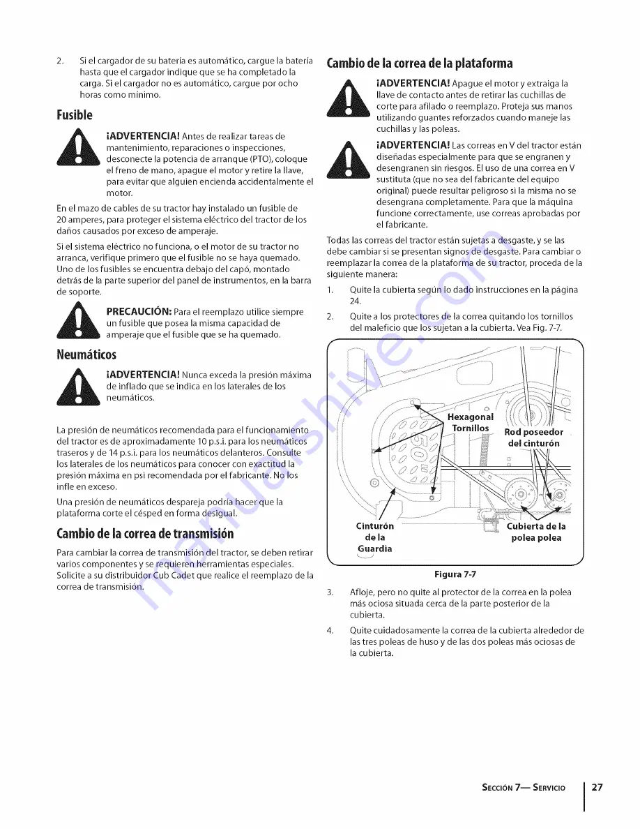 Cub Cadet LTX 1050 Operator'S Manual Download Page 63