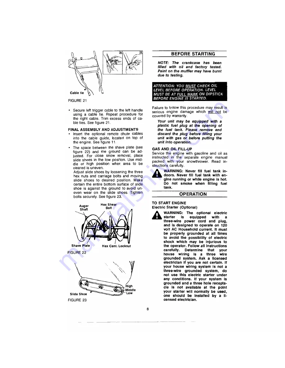 Cub Cadet SW1133L Owner'S Manual Download Page 8