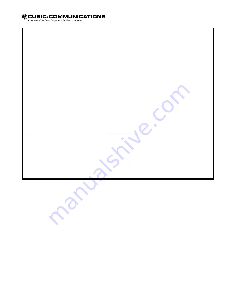 Cubic Communications CDR-3250 Technical Manual Download Page 22