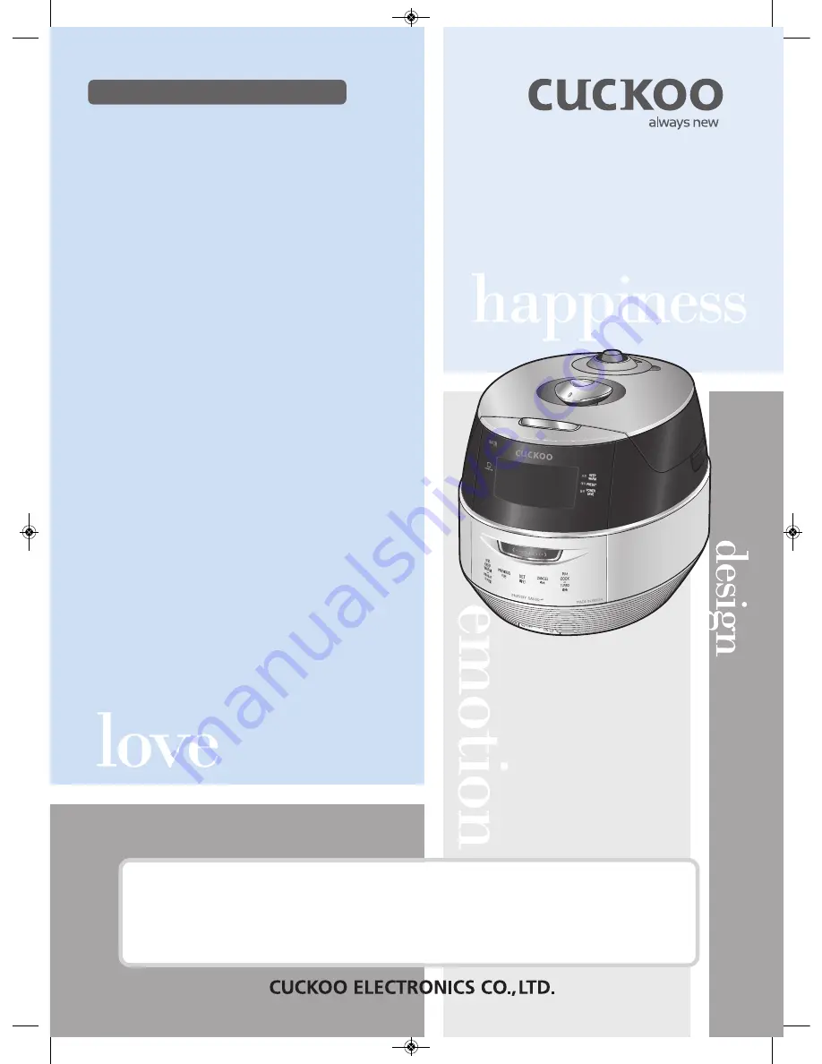 Cuckoo CRP-FH06 Fuzzy Series Operating Instructions Manual Download Page 1