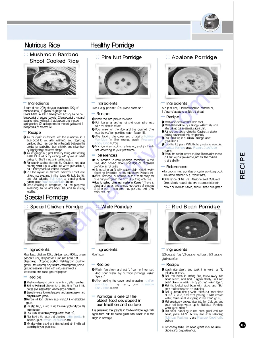 Cuckoo CRP-HS06 Fuzzy Series Operating Instructions Manual Download Page 67