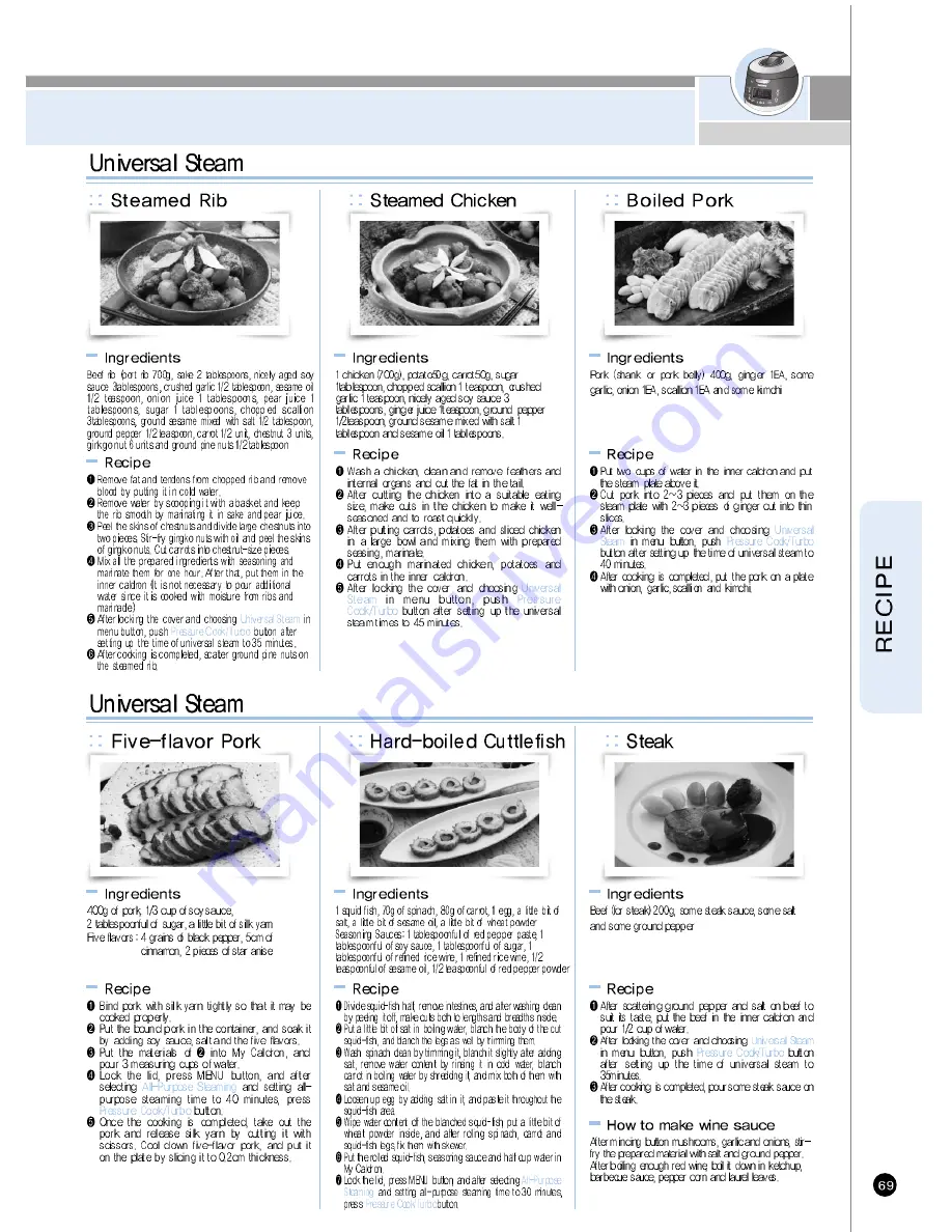 Cuckoo CRP-HS06 Fuzzy Series Operating Instructions Manual Download Page 69