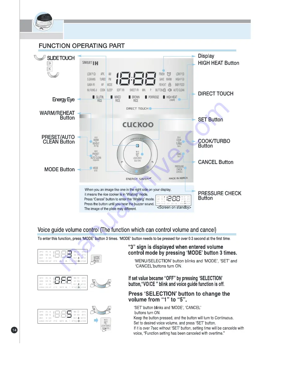 Cuckoo CRP-JH06 Fuzzy Series Operating Instructions Manual Download Page 14