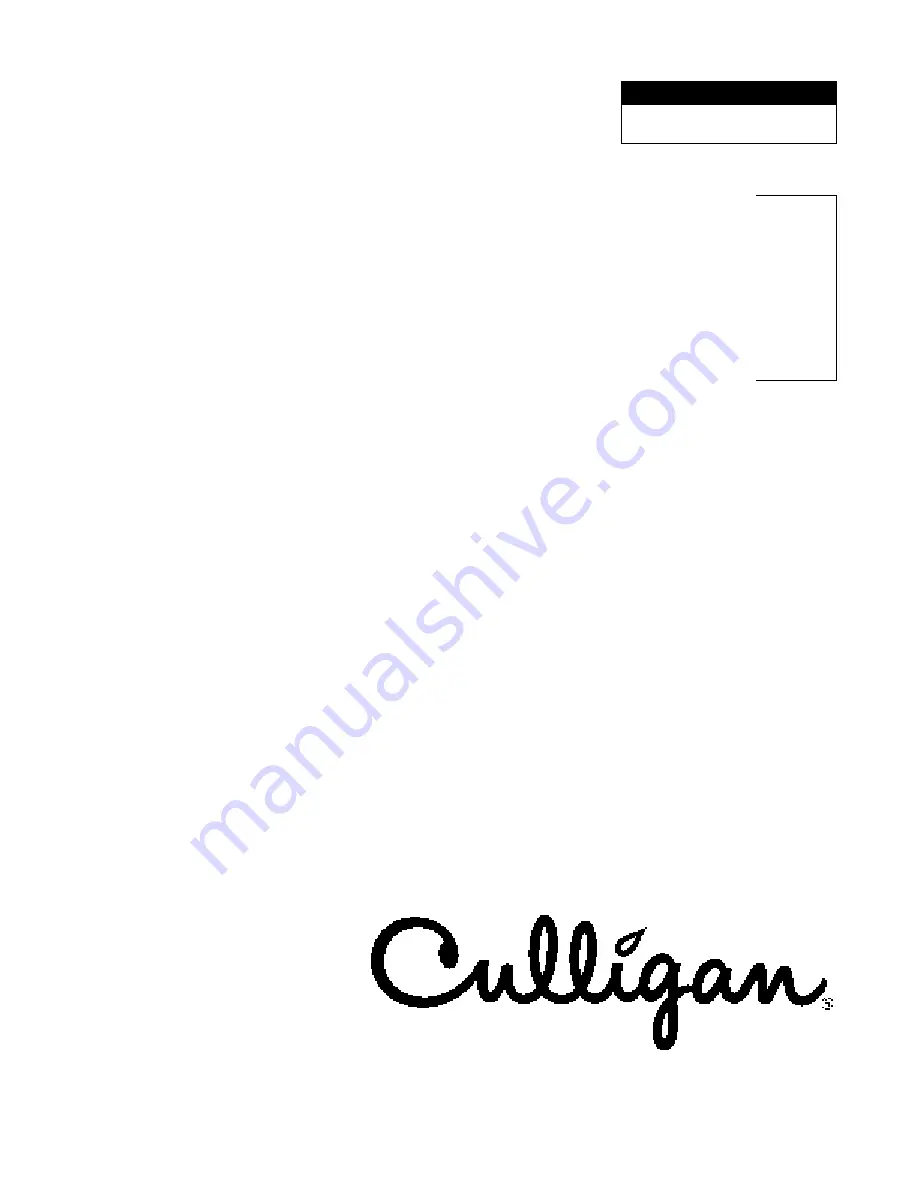 Culligan 12-WL2200-CUL Installation, Operation And Servicing Instructions Download Page 1