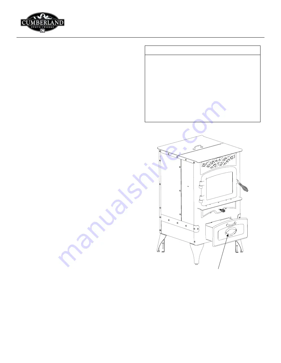 Cumberland Stove Works MF3500 Installation And Operation Manual Download Page 1