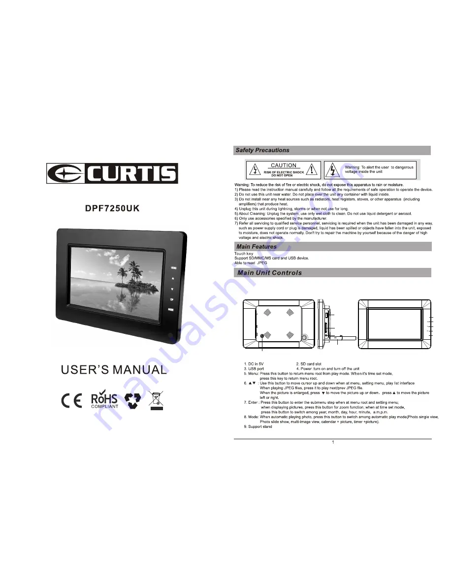 Curtis DPF7250UK User Manual Download Page 1