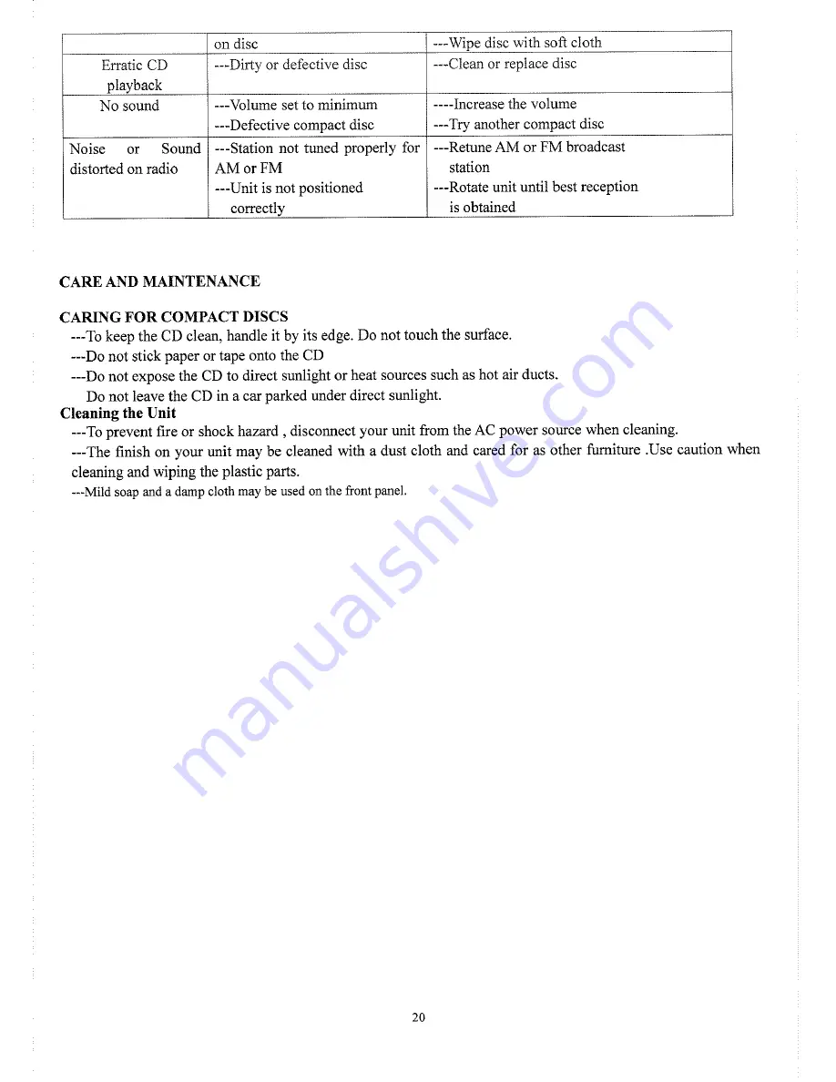 Curtis KCR2609UK Instruction Manual Download Page 20