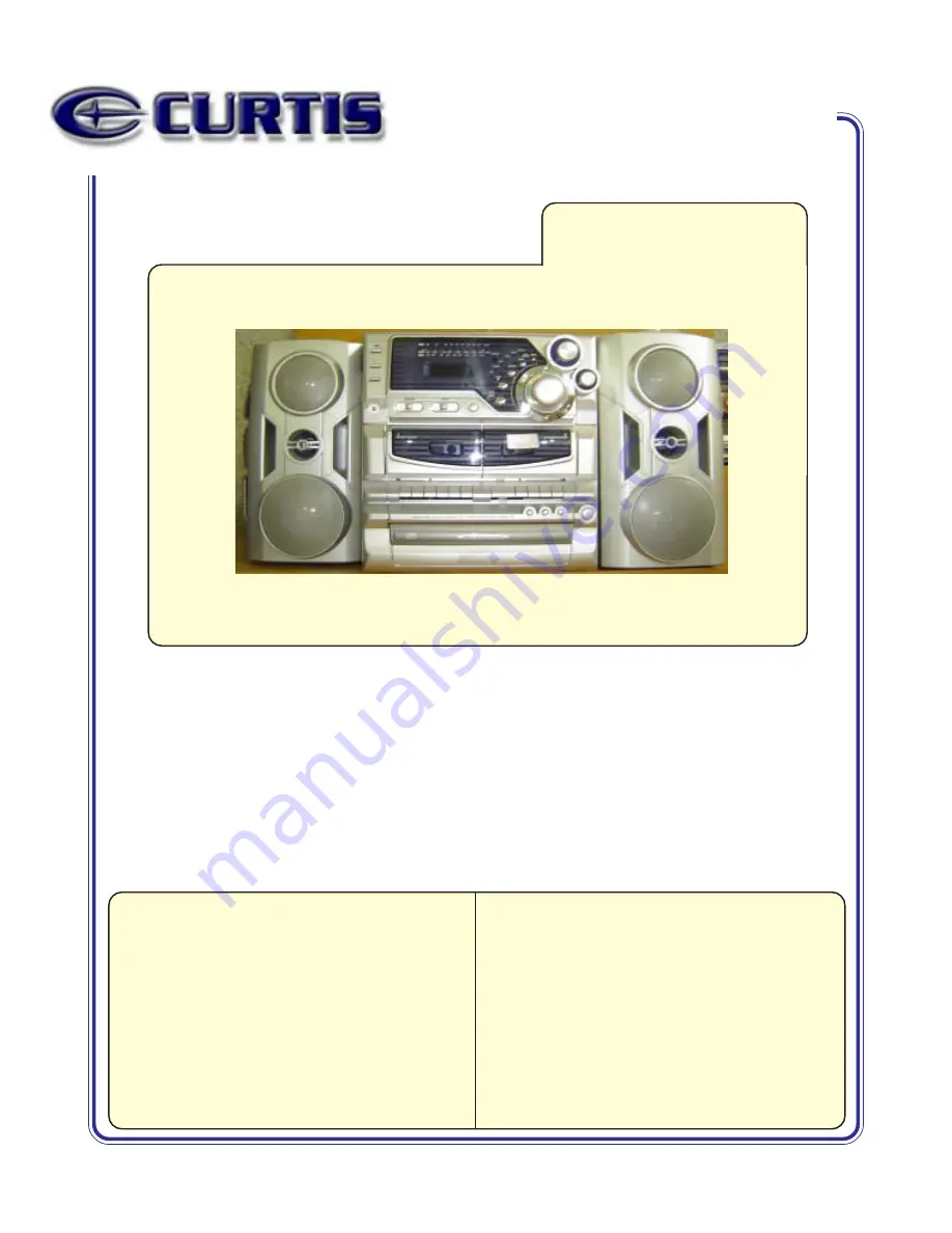 Curtis RCD898 Specification Sheet Download Page 1