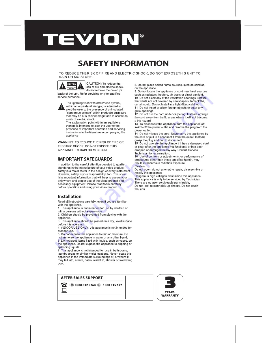 Curtis Tevion IP1527UKT User Manual Download Page 3