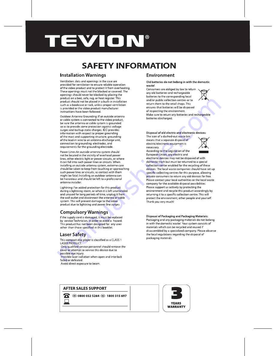 Curtis Tevion IP1527UKT User Manual Download Page 4