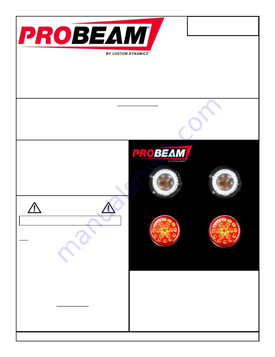 Custom Dynamics ProBEAM PB-BCM-KIT1 Installation Instructions Download Page 1