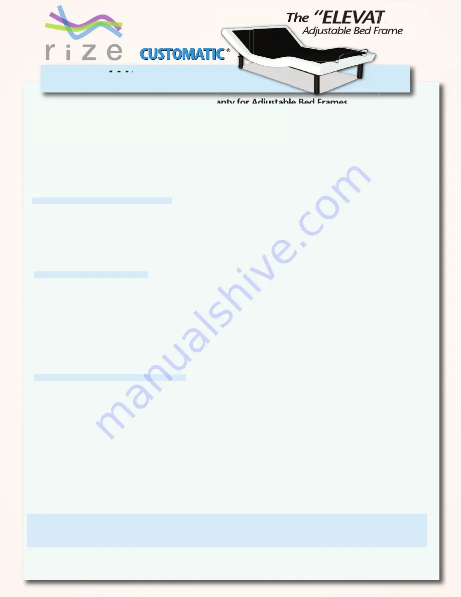 Customatic Rize ELEVATION RI-ABE-A25-WH Owner'S Manual Download Page 11