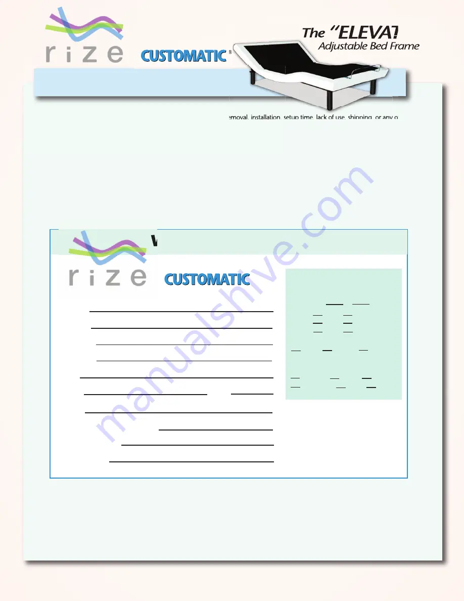 Customatic Rize ELEVATION RI-ABE-A25-WH Owner'S Manual Download Page 12