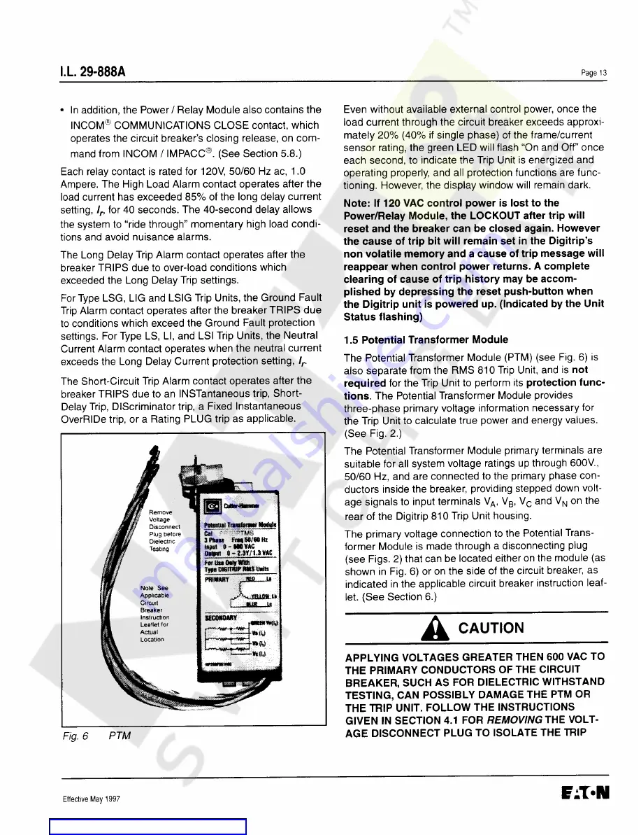 Cutler-Hammer Digitrip RMS 810 Instructions Manual Download Page 13