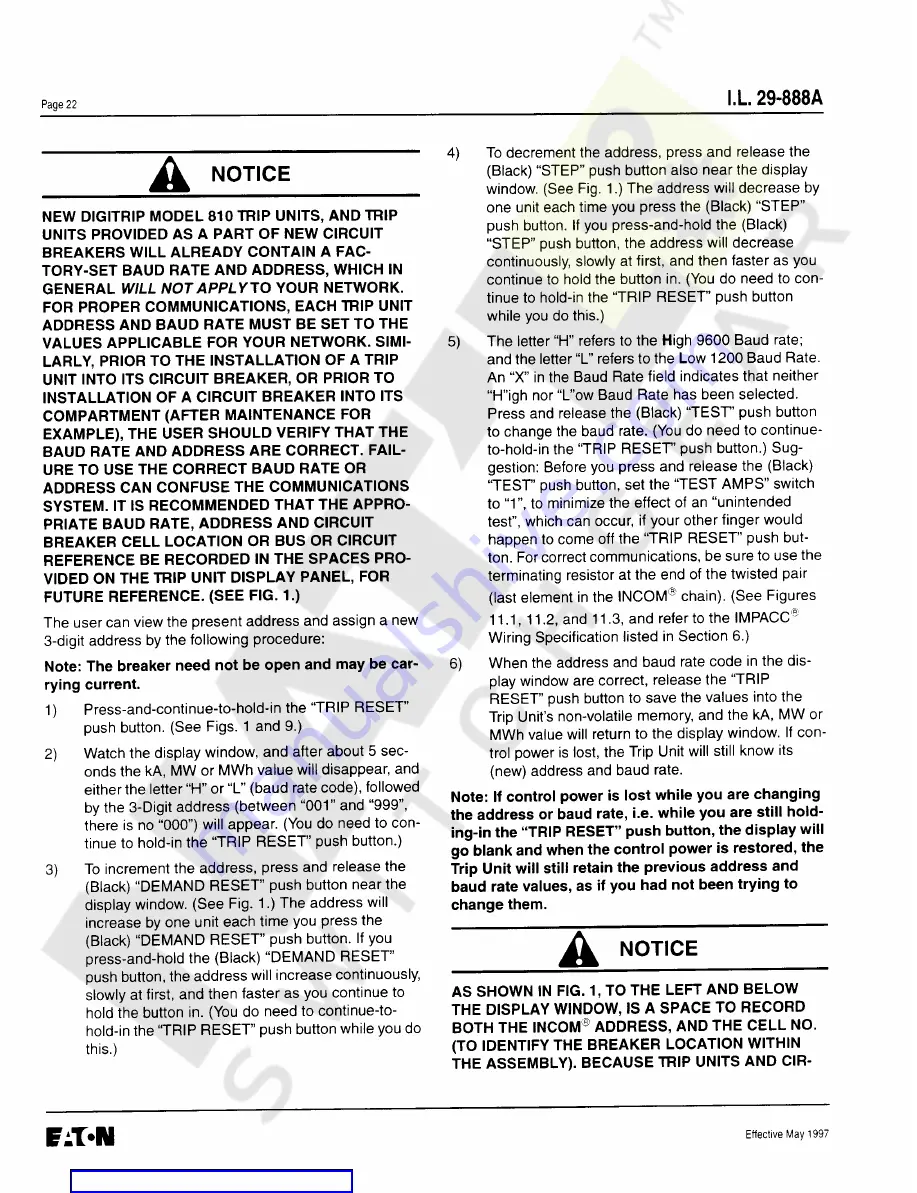 Cutler-Hammer Digitrip RMS 810 Instructions Manual Download Page 22