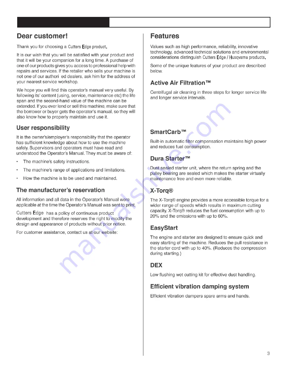 Cutters Edge CE-1260RH SERIES Operator'S Manual Download Page 4