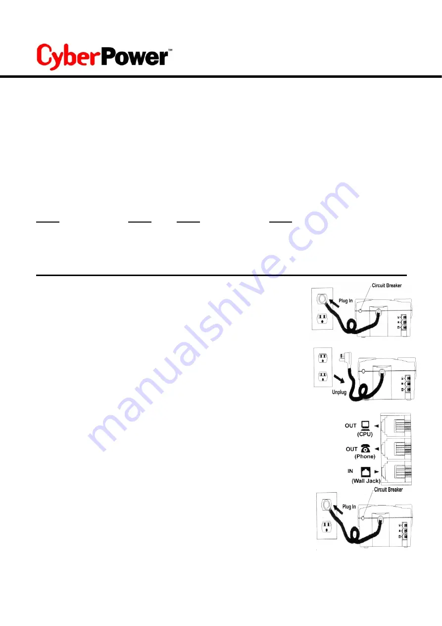 CyberPower CPS625AVR User Manual Download Page 4