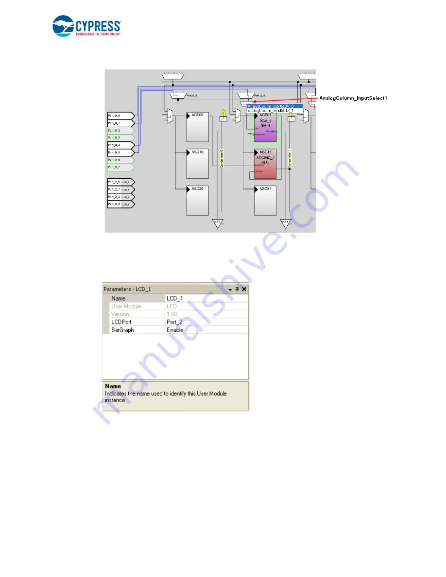 Cypress PSoC 1 CY3210-PSoCEVAL1 Manual Download Page 38