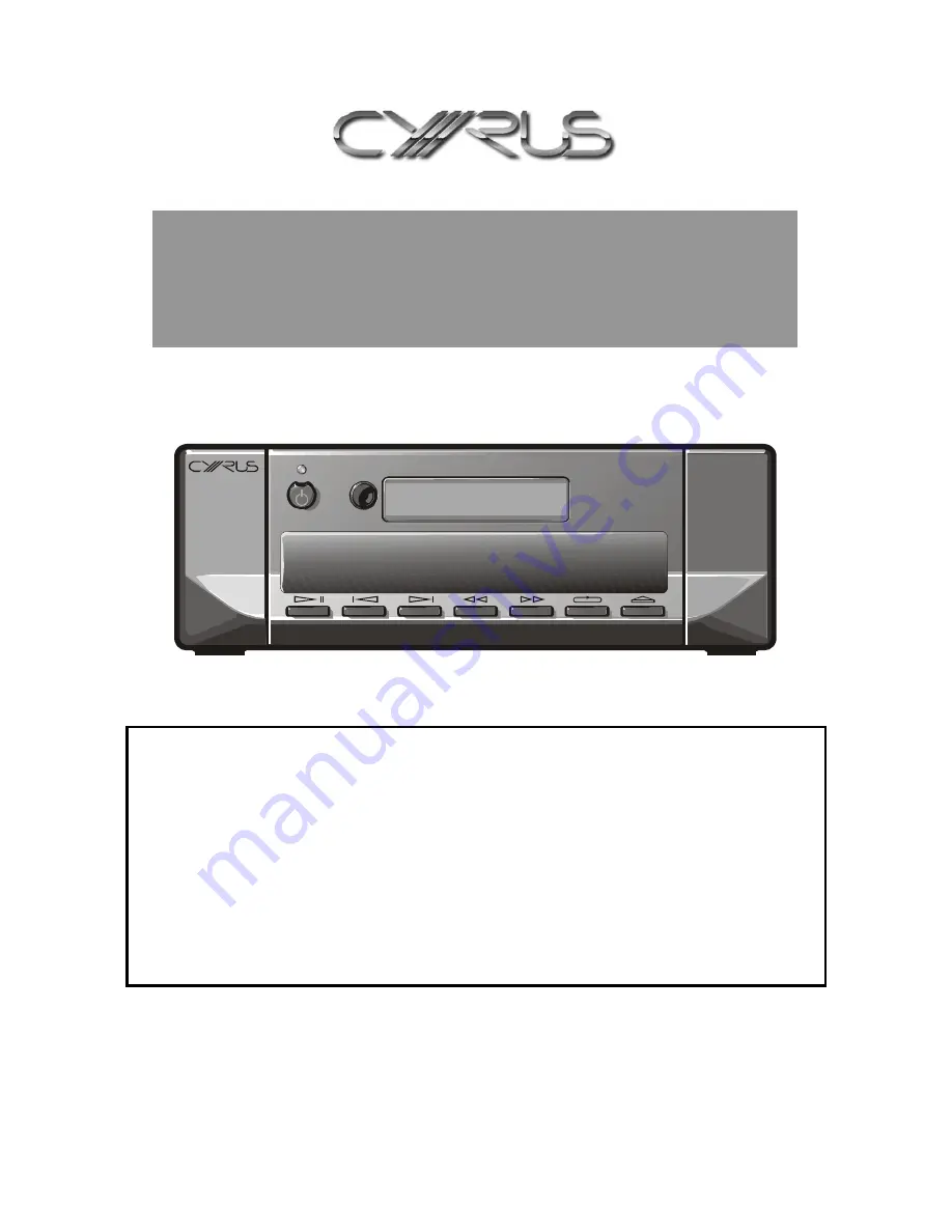 Cyrus CD6s Service Manual Download Page 1