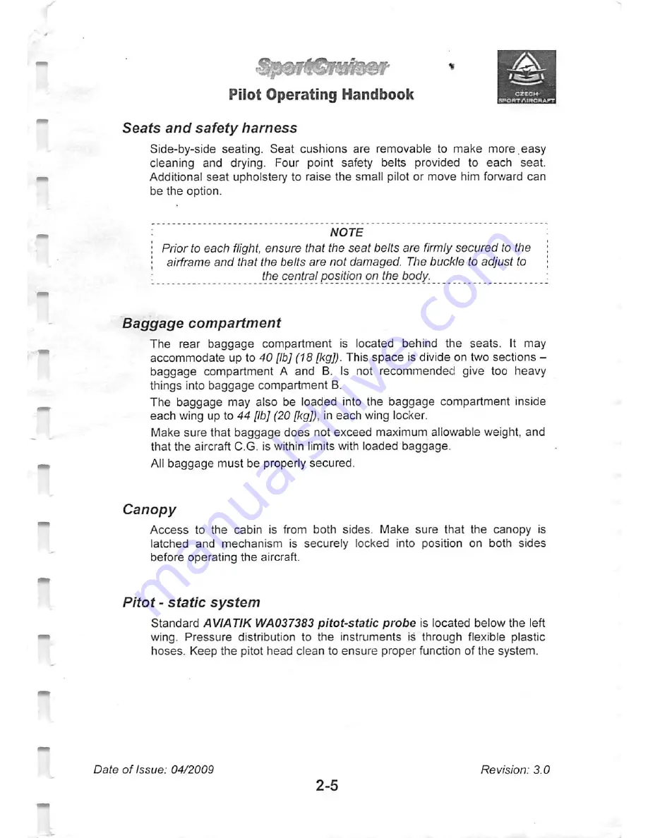 czech sport aircraft SportCruiser 09SC284 Pilot Operating Handbook Download Page 15