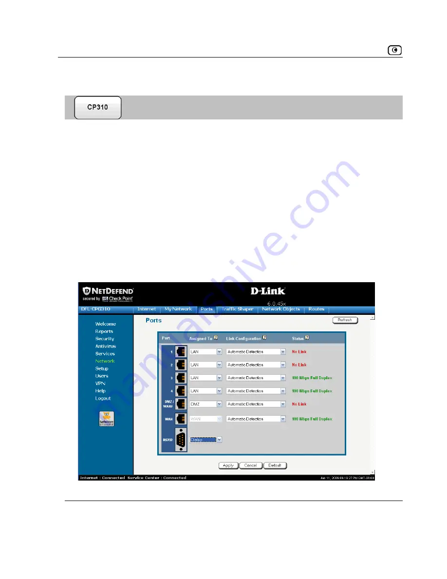 D-Link NetDefend DFL-CP310 Скачать руководство пользователя страница 124