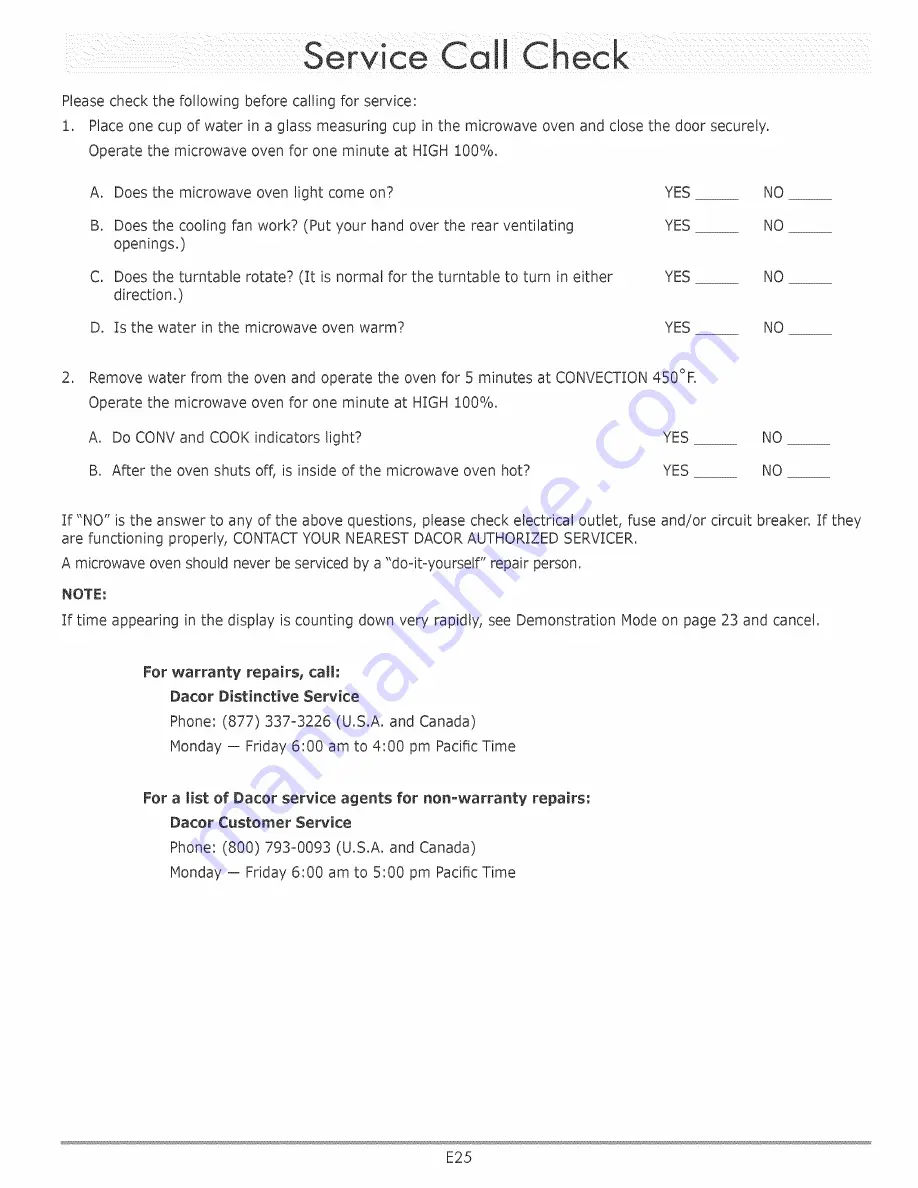 Dacor DCM24B Use And Care Manual Download Page 27