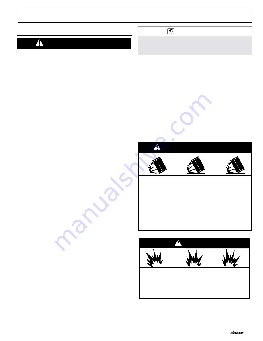 Dacor Discovery DYF42BSIWS Installation Instructions Manual Download Page 7