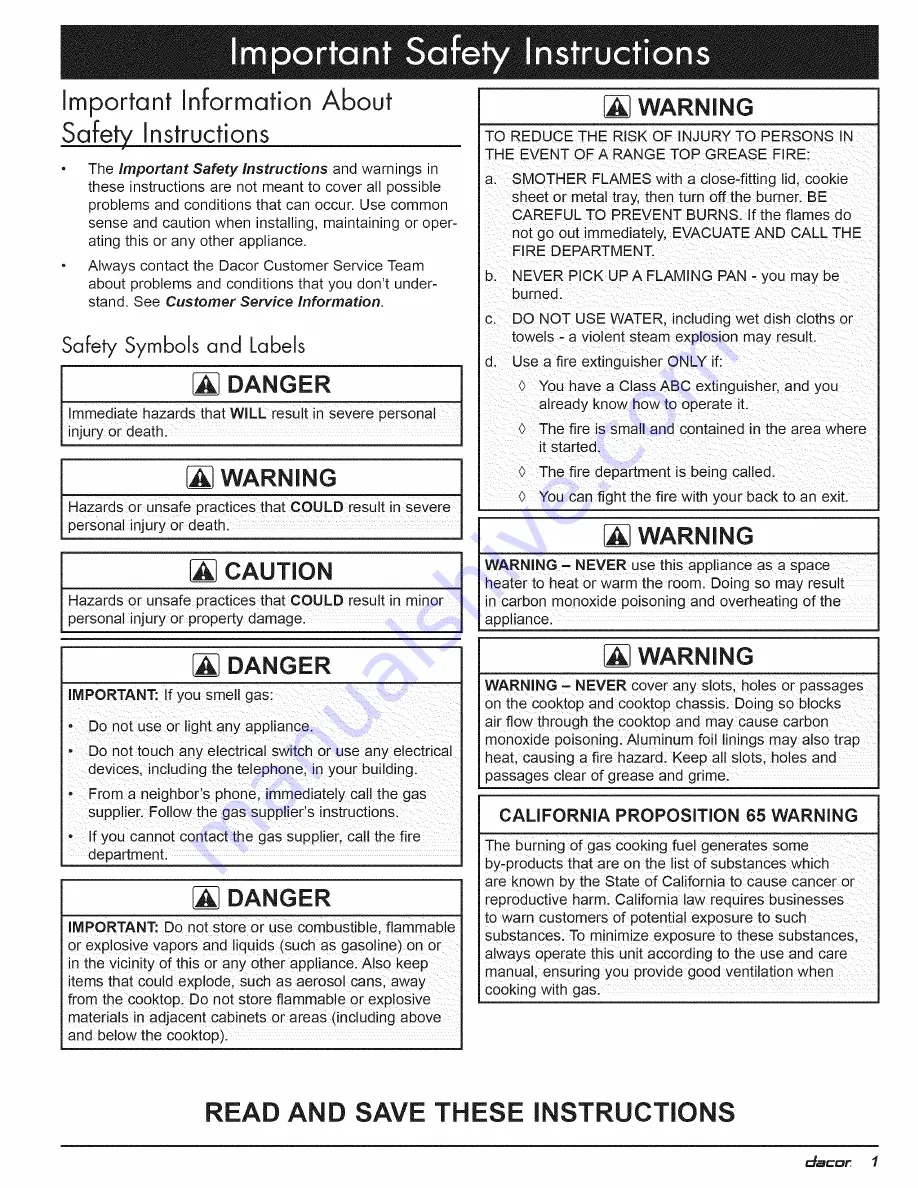 Dacor Distinctive DCT305 Installation Instructions Manual Download Page 3