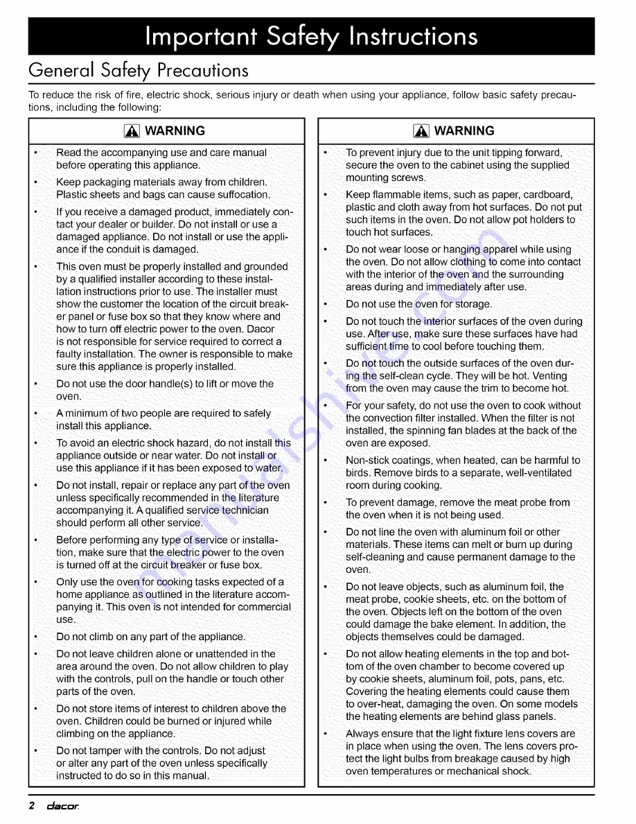 Dacor EOR series Installation Instructions Manual Download Page 4