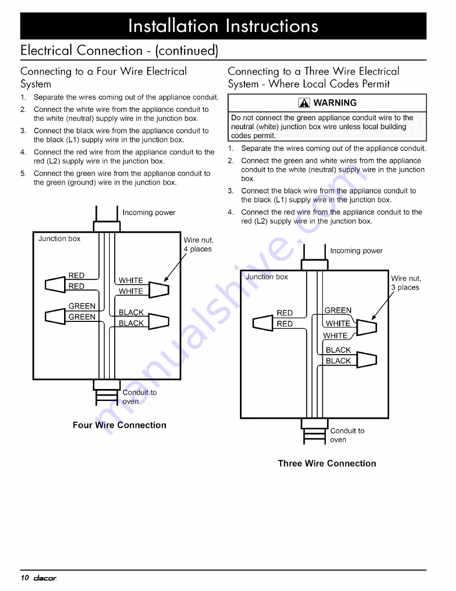 Dacor EOR series Installation Instructions Manual Download Page 12