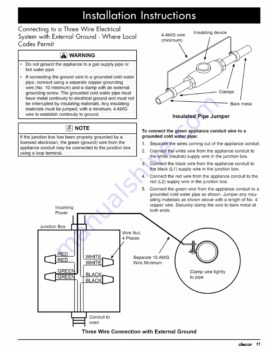 Dacor EOR series Installation Instructions Manual Download Page 13