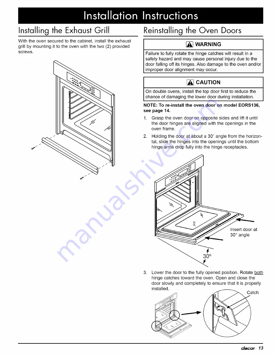 Dacor EOR series Installation Instructions Manual Download Page 15