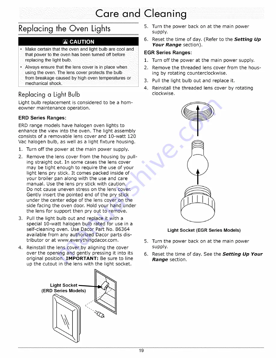 Dacor Epicure Range Use And Care Manual Download Page 21