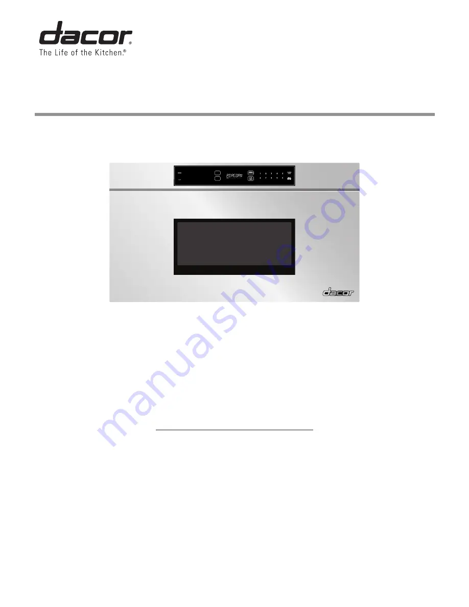 Dacor Microwave In-A-Drawer RRNMD30S Installation Instructions Manual Download Page 9