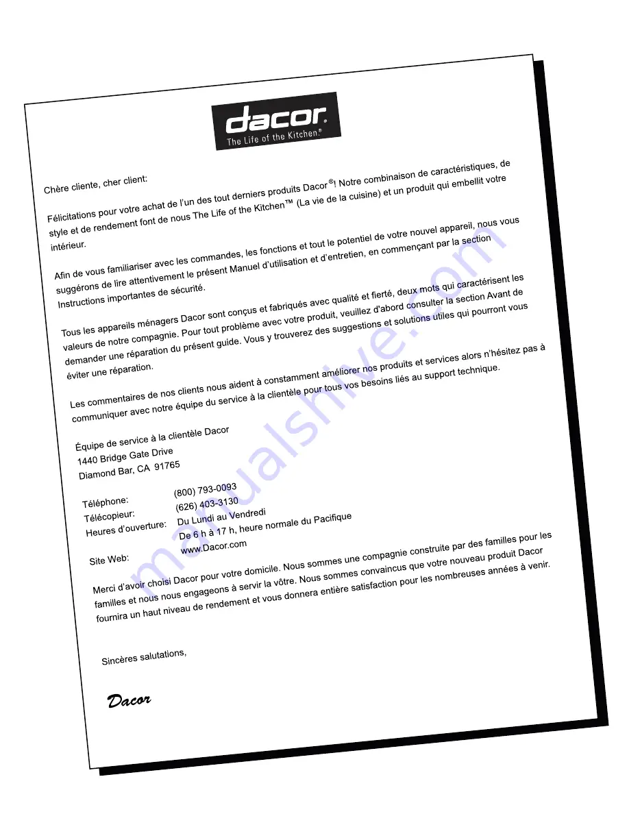 Dacor PF36BNDF Use And Care Manual Download Page 24