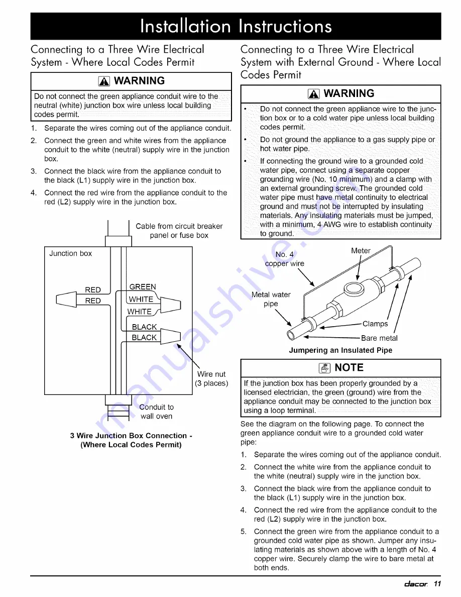 Dacor PO227BK Installation Instructions Manual Download Page 13