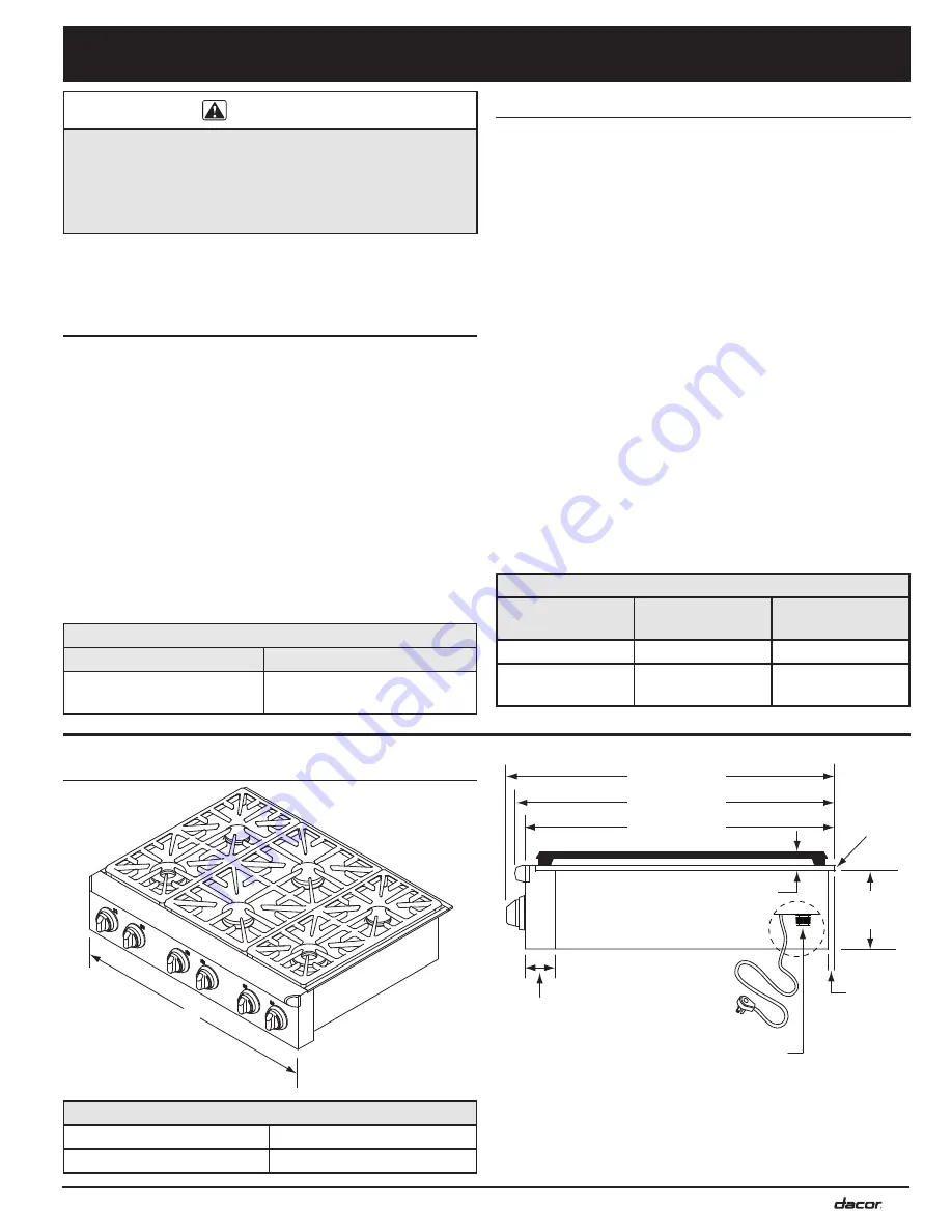 Dacor Renaissance EG486SCHNG Installation Instructions Manual Download Page 5