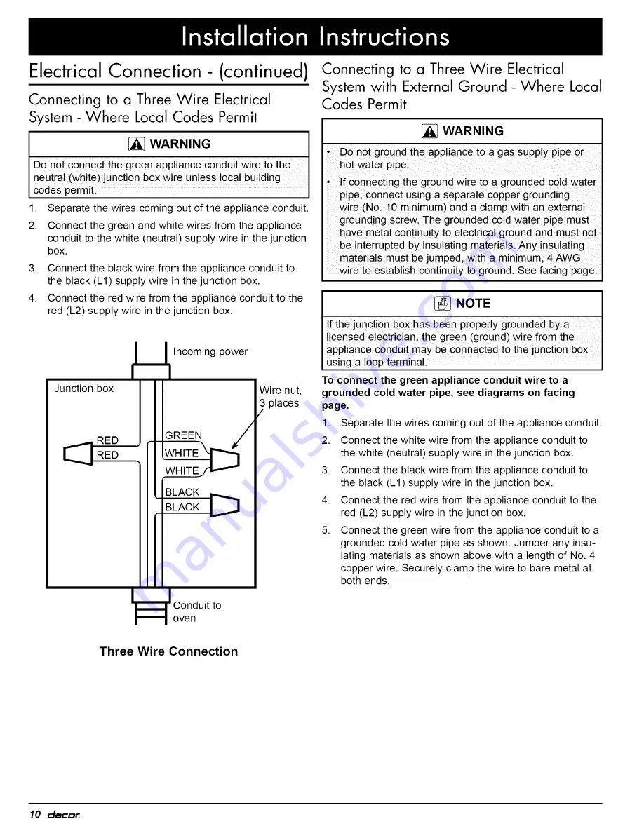 Dacor Renaissance ROV230B Installation Instructions Manual Download Page 12