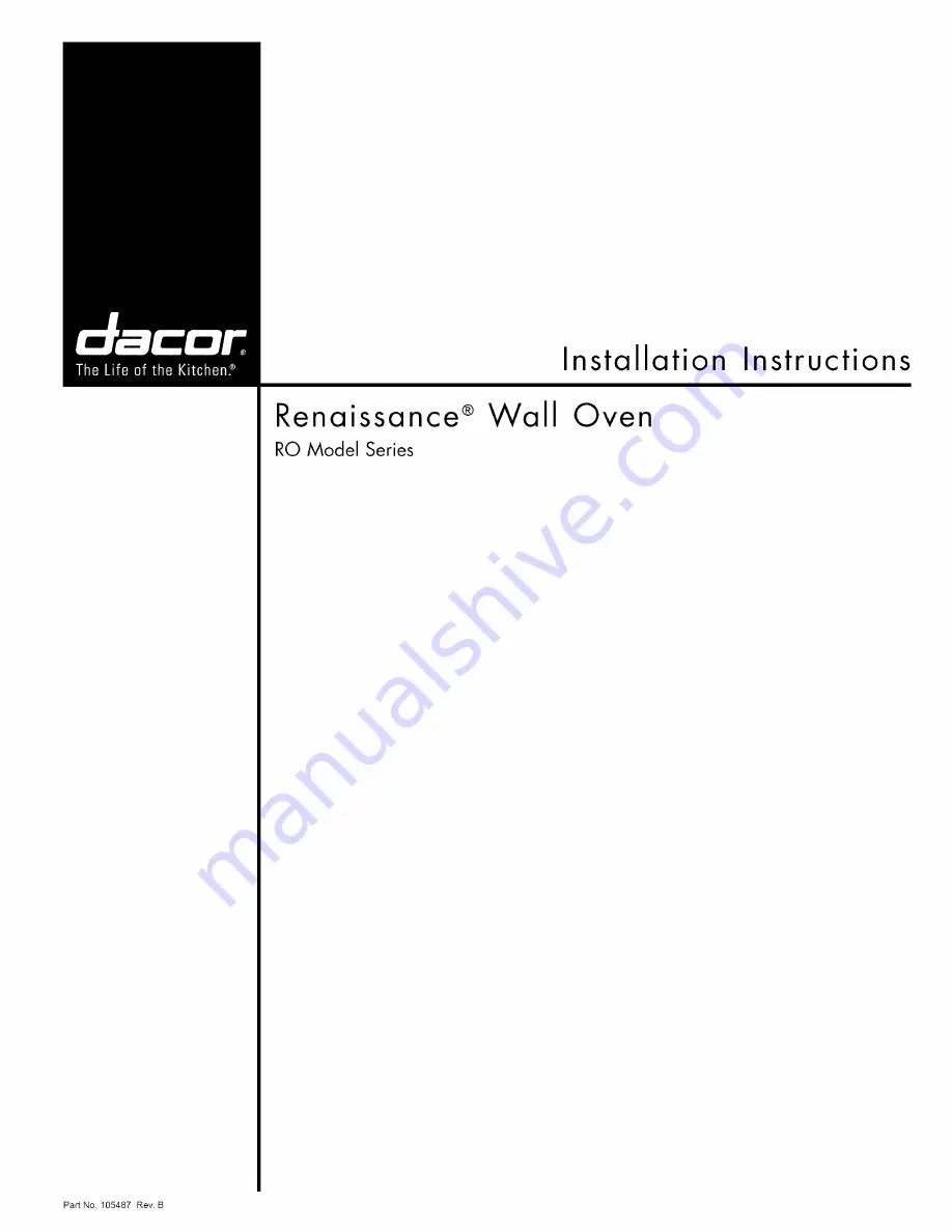 Dacor Renaissance ROV230B Installation Instructions Manual Download Page 58