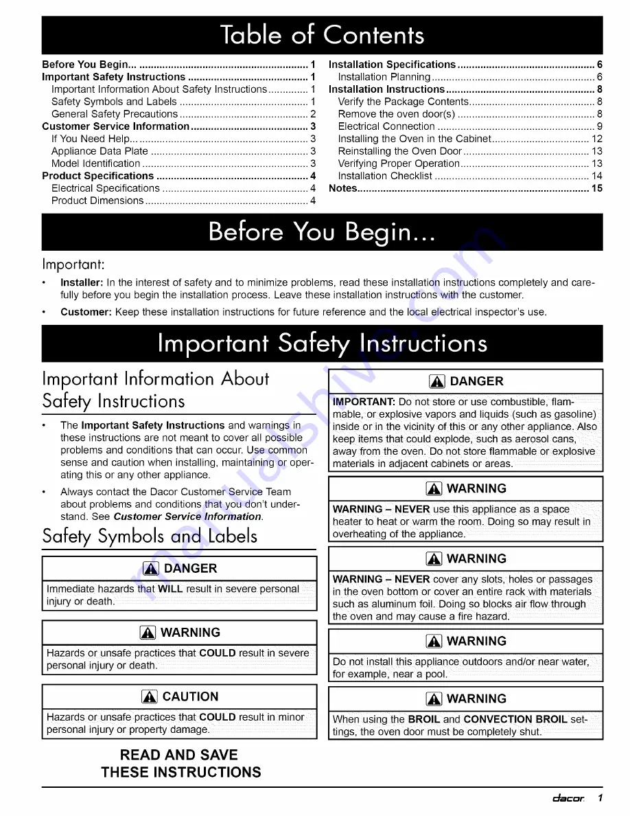 Dacor Renaissance ROV230B Installation Instructions Manual Download Page 60