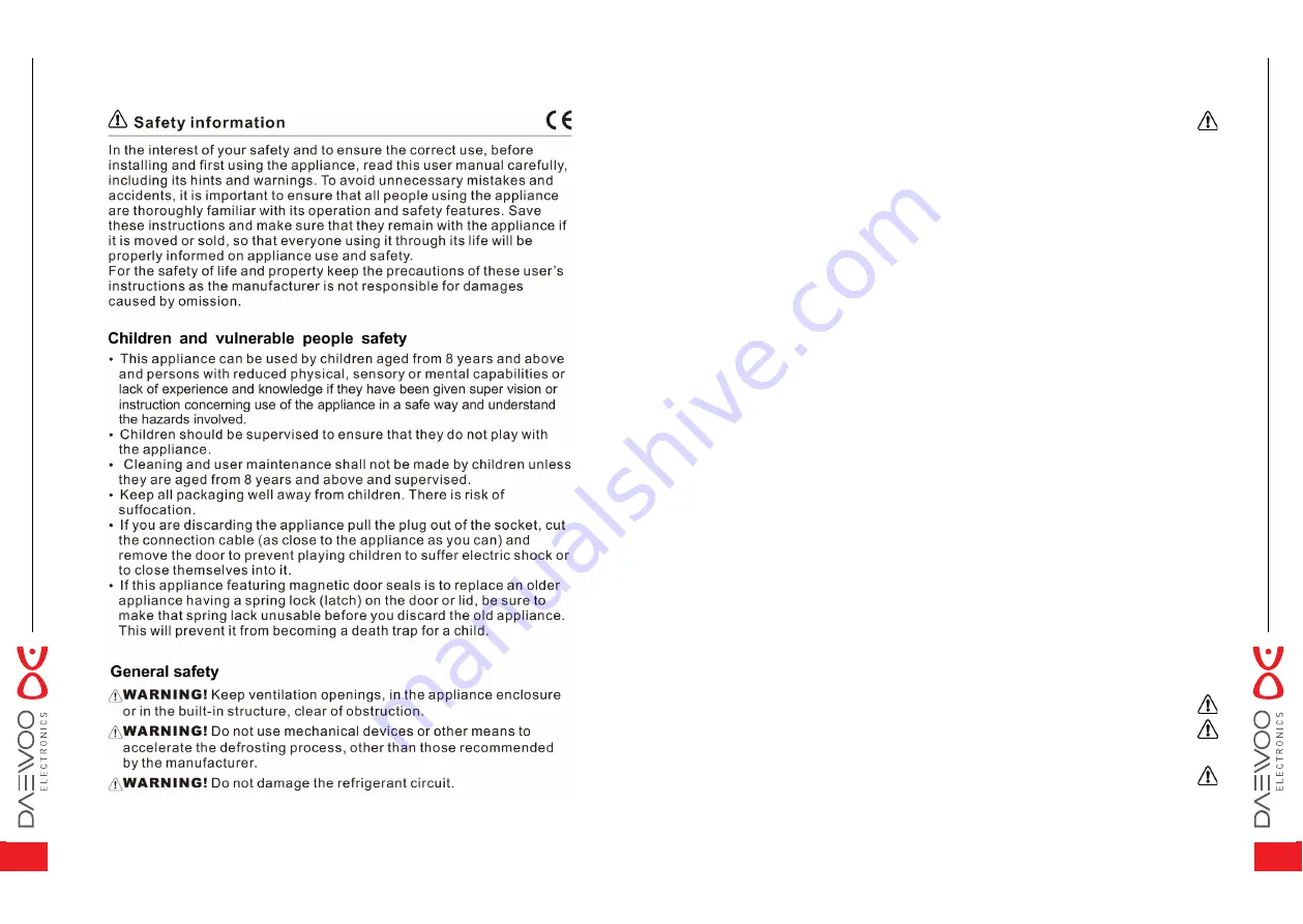 DAEWOO ELECTRONICS DELF-0500 Series User Manual Download Page 3