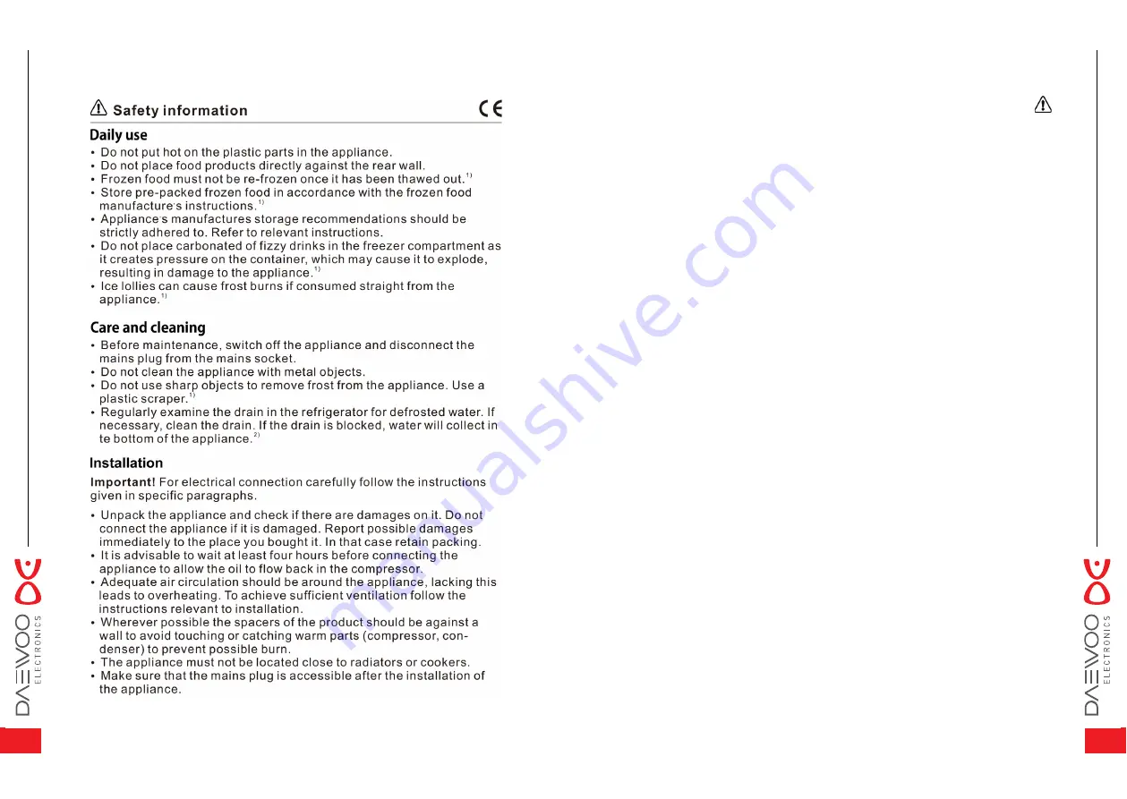 DAEWOO ELECTRONICS DELF-0500 Series User Manual Download Page 5